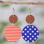 Dark Blue 4th of July Wooden Flag Earrings