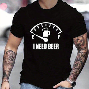 I Long For A Glass Of Beer, Printed Men's Comfortable T-shirt, Men's Summer Outdoor Clothing, Men's Clothing, Men's Top