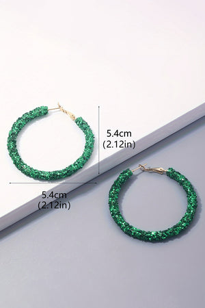 Dark Green St. Patricks Fashion Daring Sequin Loop Earrings