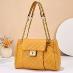 Women's Solid Color Simple Embroidery Thread Rhombus Large Capacity Chain Shoulder Messenger Bag