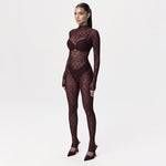 Autumn And Winter Women's Turtleneck Lace Sexy Jumpsuit