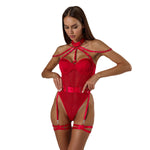 Jumpsuit Mesh Strap Stitching Heavy Craft Neck Sling Leg Ring