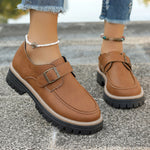 Fashion Buckle Loafers For Women British Style Height-increasing Thick-soled Casual Shoes