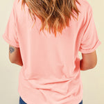 Pink Sequin Heart XOXO Patched Graphic Valentines T Shirt