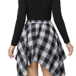 Women'S Plaid Print Asymmetrical Hem Skirt, Casual High Waist Short Skirt for Fall & Winter, Women'S Bottoms for Daily Wear