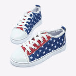 Multicolor American Flag Stars Printed Frayed Detail Lace-up Shoes