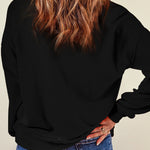 Black Chenille XOXO Patched Drop Shoulder Valentines Pullover Sweatshirt