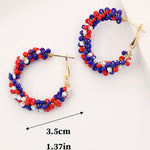 Fiery Red Flag Day Beaded Hoop Earrings