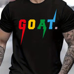 GOAT Patterned Printed Men's Comfortable And Chic T-shirt, Patterned T-shirt For Men's Summer Outdoor Clothing, Men's Clothing, Men's Tops, Men's Gifts