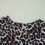 White Leopard Waffle Knit Patchwork Button V Neck Top