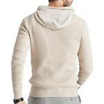 Zaitun Mens Hooded Sweatshirt Long Sleeve Solid Knitted Hoodie Pullover Sweater