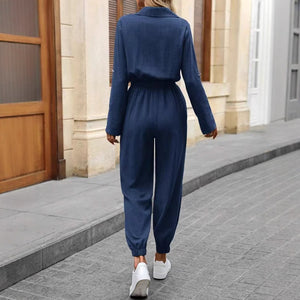 Women's Long-sleeved Lapel Fashion Shirt Jumpsuit