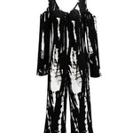 Women's V-neck Irregular Tie Dye Off Shoulder Fashion Jumpsuit