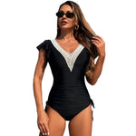 Swimsuit Women's Nylon Plain Flounced Sleeve One-piece