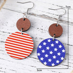 Dark Blue 4th of July Wooden Flag Earrings