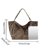 Women'S Fashion Leopard Print Shopping Tote Bag, Large Capacity Lightweight Foldable Shoulder Bag, Trendy Versatile High-Quality Daily Commuting Bag for Girl