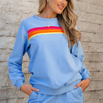 Beau Blue Striped Accent Pullover and Shorts Two Piece Casual Set