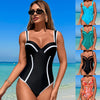 Swimsuit Women's One-piece Black And White Stripe High Waist