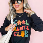 Black Floral COOL AUNTS CLUB Graphic Pullover Sweatshirt