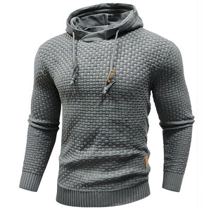 Zaitun Mens Hooded Sweatshirt Long Sleeve Solid Knitted Hoodie Pullover Sweater